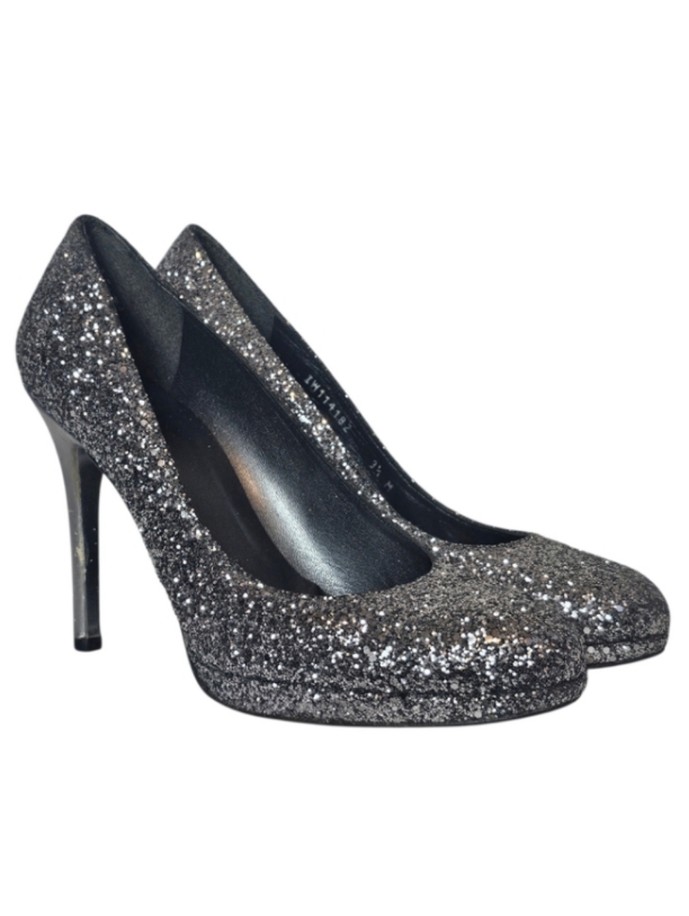 Stuart Weitzman Graphite Glitter Stiletto Heels Mob Wife Clubwear Prom Size 9.5
